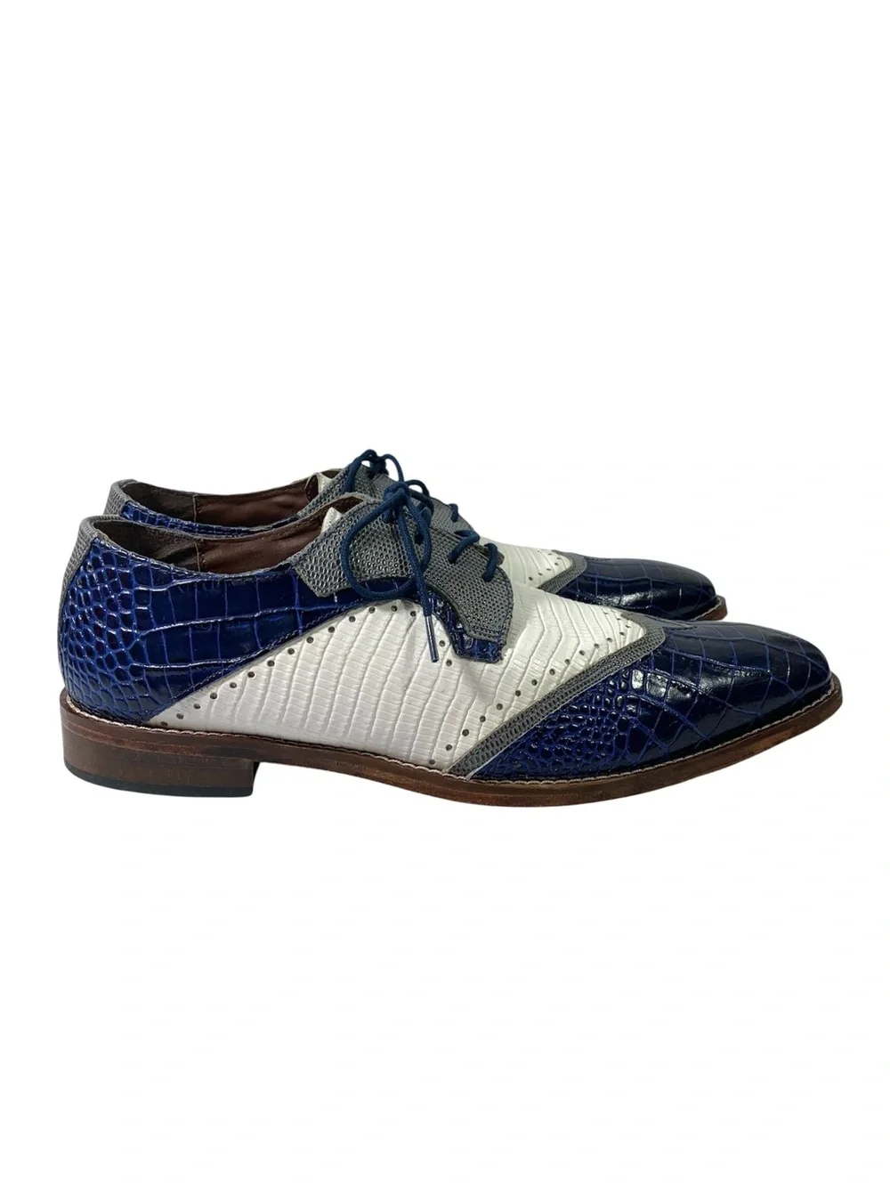 Stacy Adams Gallinari Wingtip Lace Up Leather Shoes Dark Blue Multi 10.5 M